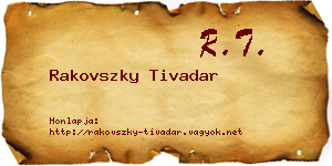Rakovszky Tivadar névjegykártya